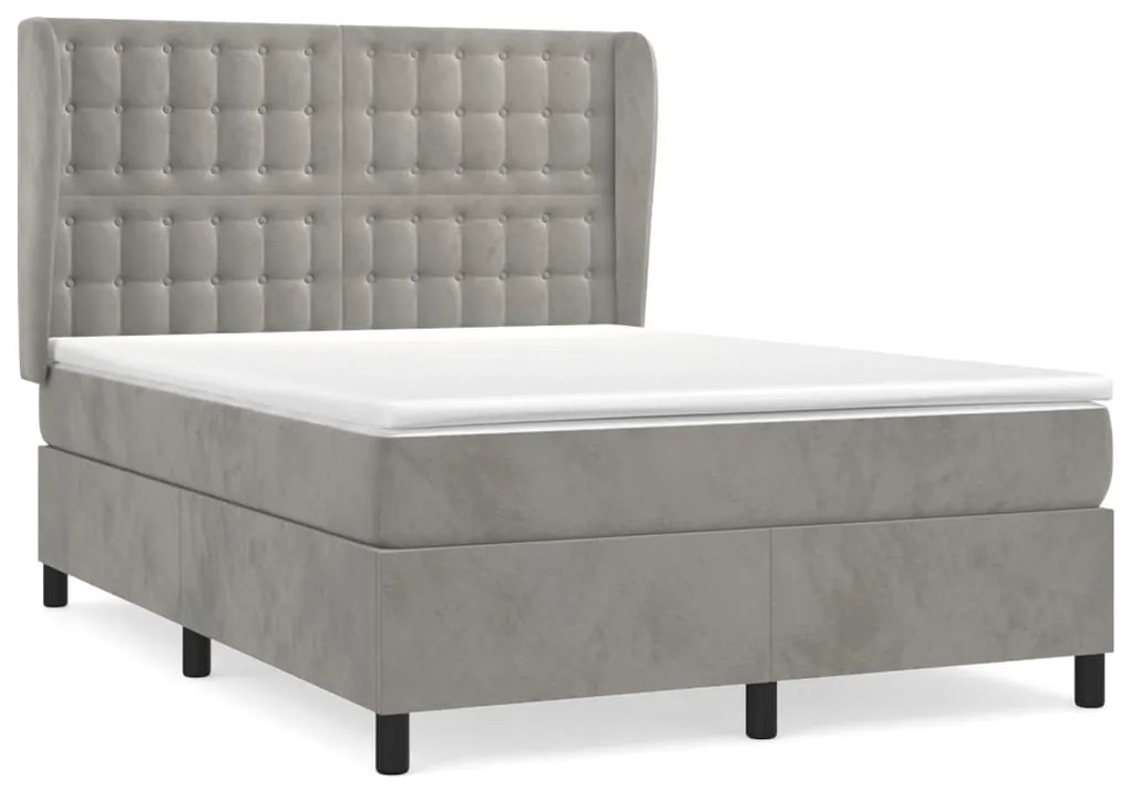 ΚΡΕΒΑΤΙ BOXSPRING ΜΕ ΣΤΡΩΜΑ ΑΝΟΙΧΤΟ ΓΚΡΙ 140X190 ΕΚ. ΒΕΛΟΥΔΙΝΟ 3129447