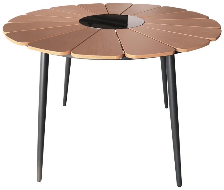 Τραπέζι Pinap  μαύρο αλουμίνιο και plywood σε φυσική απόχρωση Φ110x74εκ