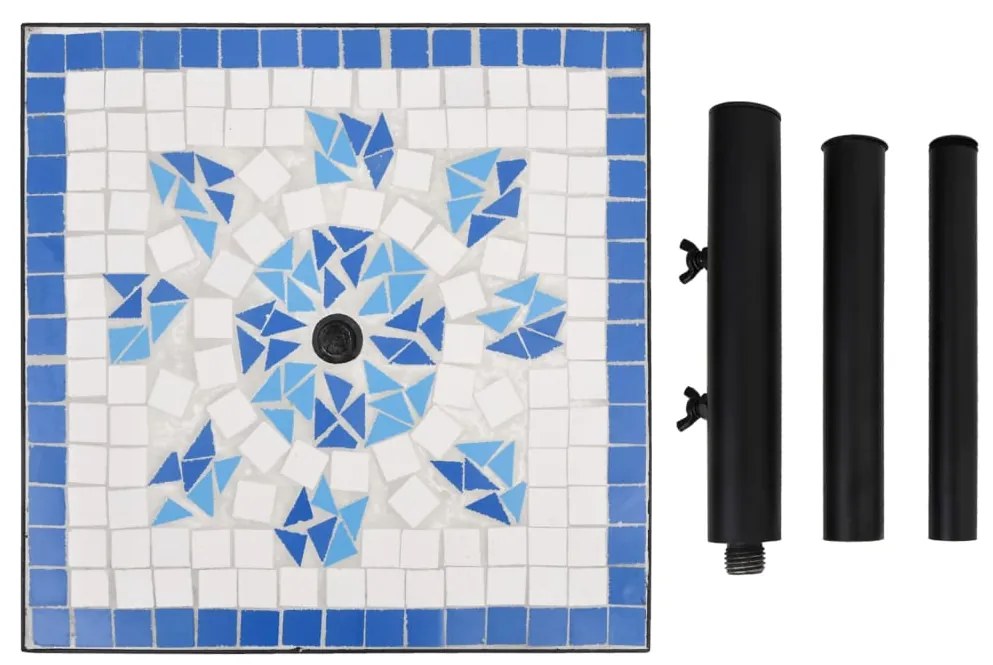 vidaXL Βάση Ομπρέλας Τετράγωνη Μπλε και Λευκό 12 κιλών