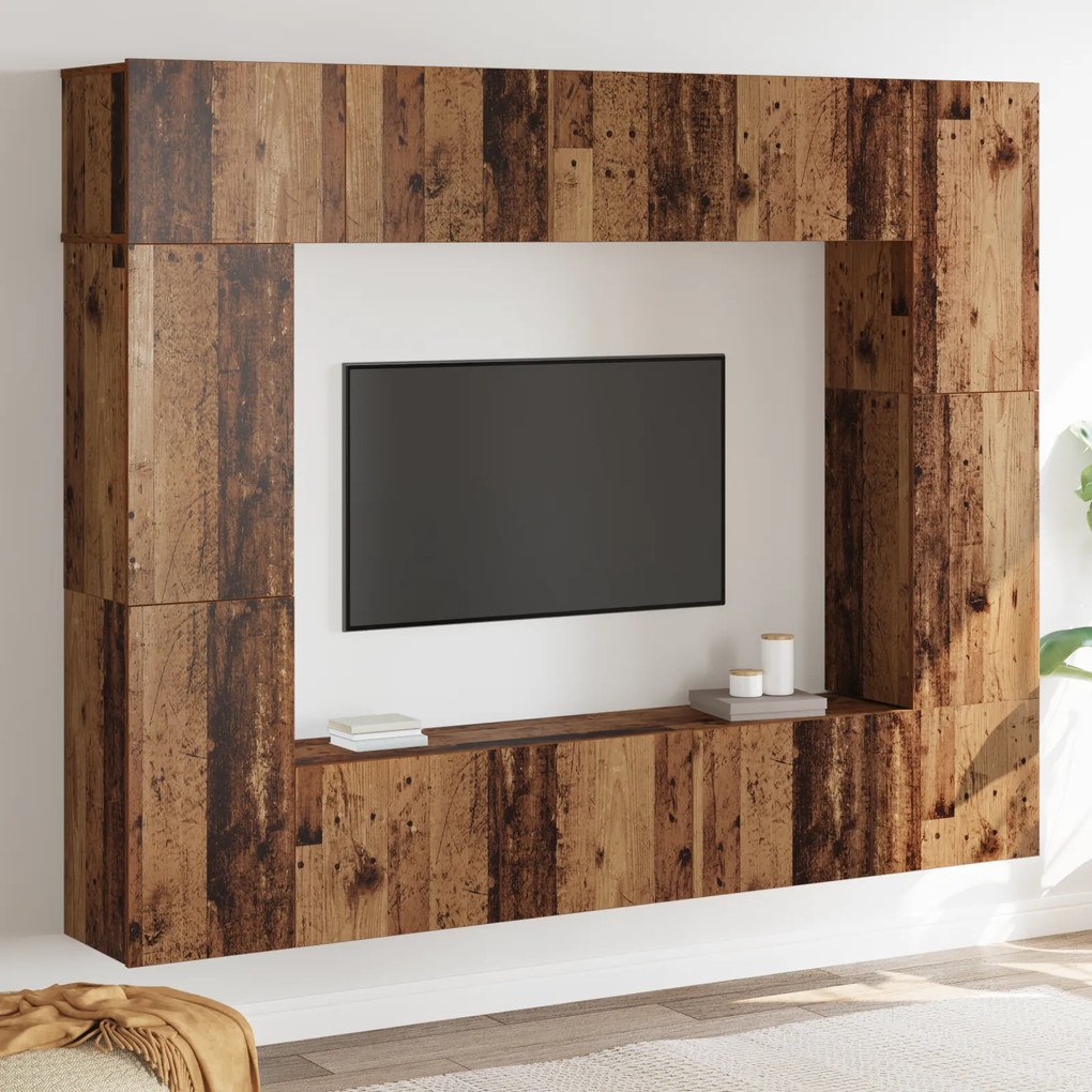 vidaXL Σετ επίπλου τηλεόρασης 8 pcs Παλαιό ξύλο 80 x 30 x 30 εκ