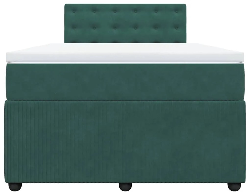 vidaXL Κρεβάτι Boxspring με Στρώμα Σκούρο Πράσινο 120x190εκ. Βελούδινο