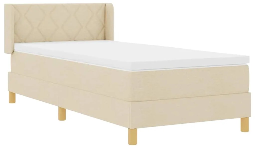 vidaXL Κρεβάτι με Ελατήρια με στρώμα Κρεμ 90 x 200 cm ύφασμα