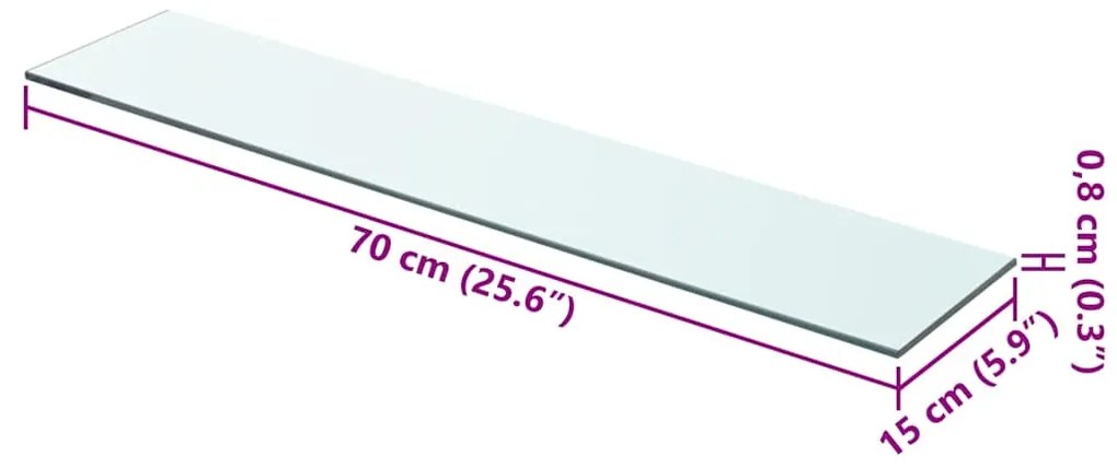 vidaXL Ράφια Πάνελ 2 τεμ. Διάφανα 70 x 15 εκ. Γυάλινα