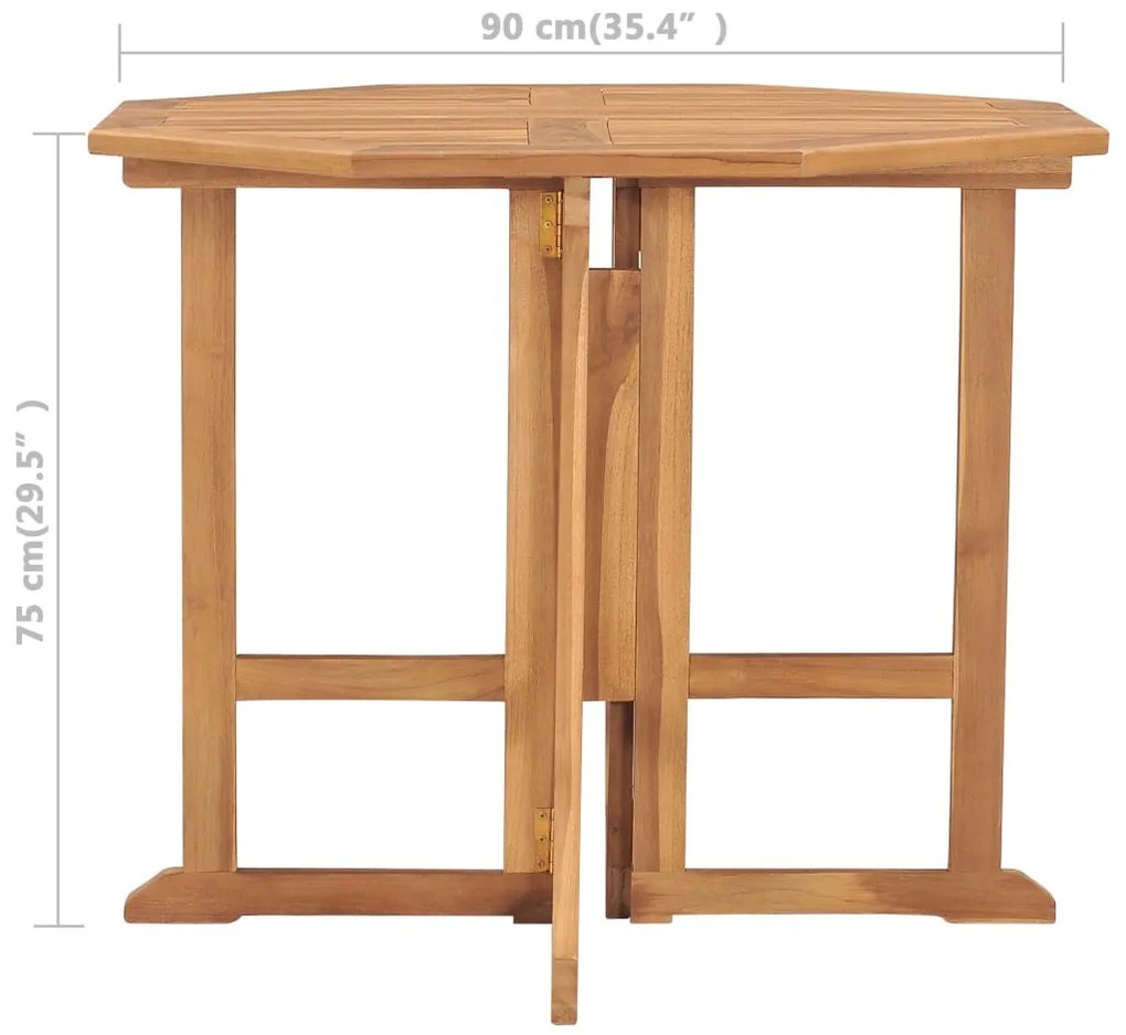 vidaXL Τραπεζαρία Κήπου Πτυσσόμενη 90 x 90 x 75 εκ. Μασίφ Ξύλο Teak