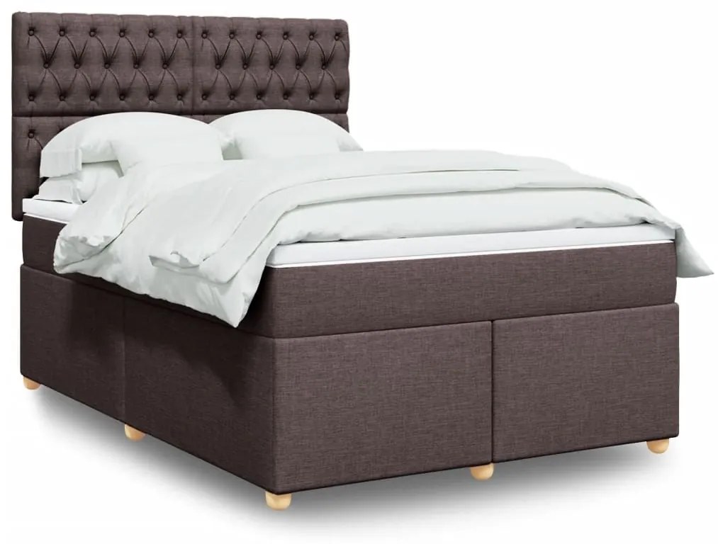 ΚΡΕΒΑΤΙ BOXSPRING ΜΕ ΣΤΡΩΜΑ ΣΚΟΥΡΟ ΚΑΦΕ 140X190 ΕΚ. ΥΦΑΣΜΑΤΙΝΟ 3293585