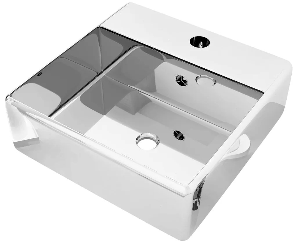 vidaXL Νιπτήρας με Οπή Υπερχείλισης Ασημί 41 x 41 x 15 εκ. Κεραμικός