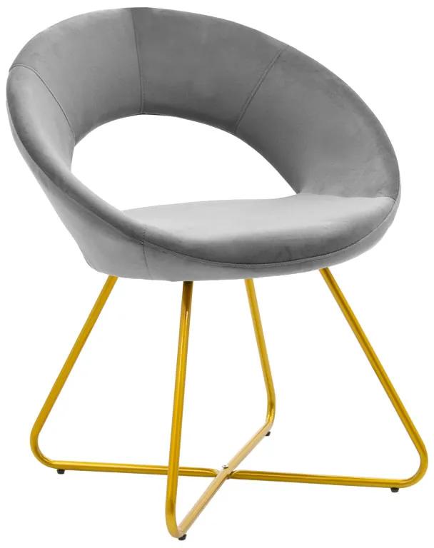 Καρέκλα Valentina pakoworld βελούδο γκρι-χρυσό πόδι Model: 029-000135
