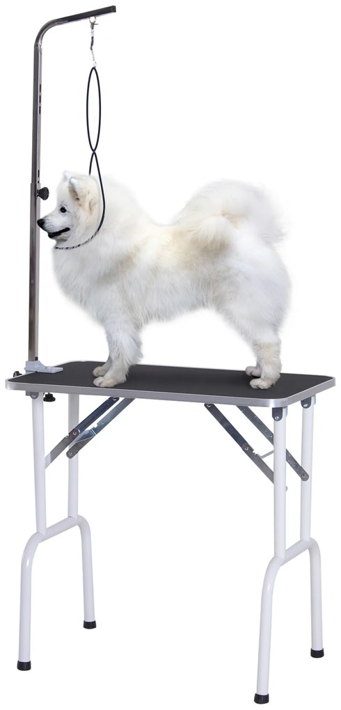 PawHut Τραπέζι περιποίησης κατοικιδίων πτυσσόμενο Τραπέζι περιποίησης Σκύλων Γάτων Μεταλλικό Μαύρο 81 x 48,5 x 80 cm