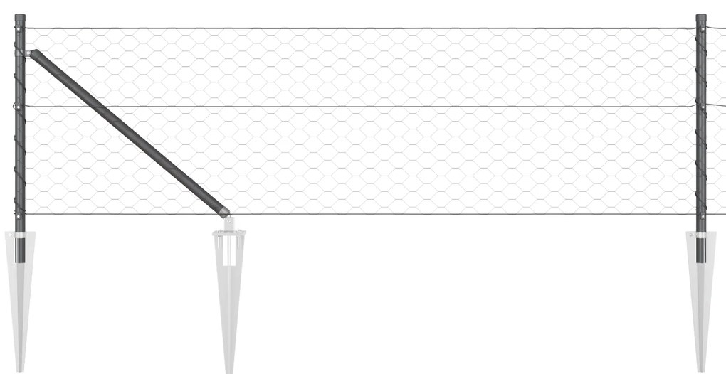vidaXL Εξαγωνικός Φράκτης Γκρι 0.6x10 m Ατσάλι