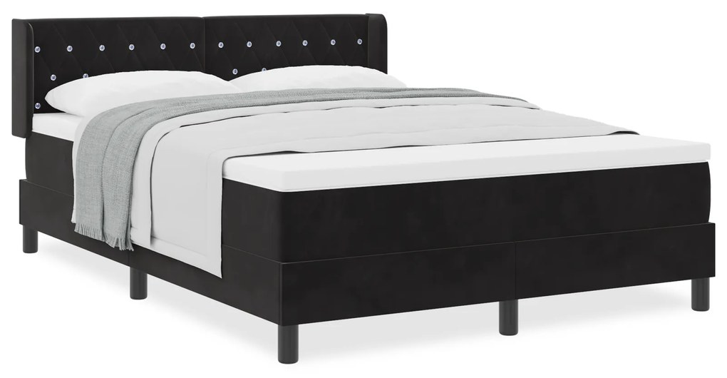 vidaXL Κρεβάτι με Στρώμα Μαύρο 160x200 εκ. Βελούδο