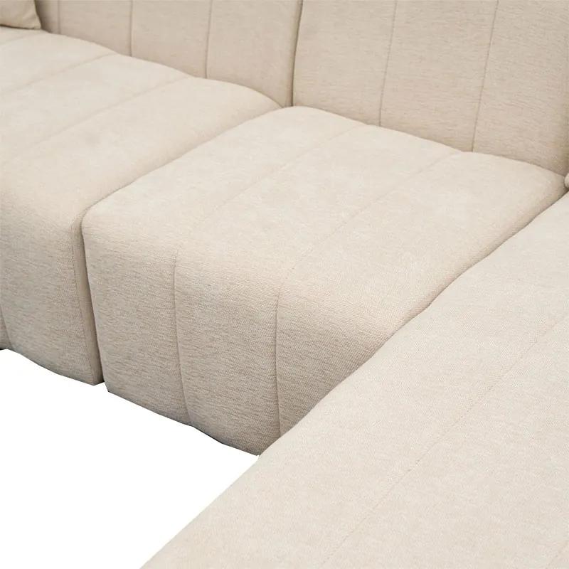 Γωνιακός καναπές Beyza pakoworld αριστερή γωνία κρεμ ύφασμα 299x160x73εκ