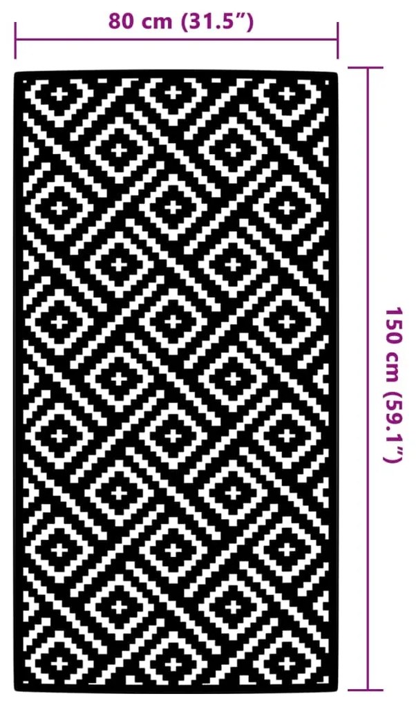 vidaXL Χαλί εξωτερικού χώρου ARAKIL Λευκό και μαύρο 80x150 cm PP