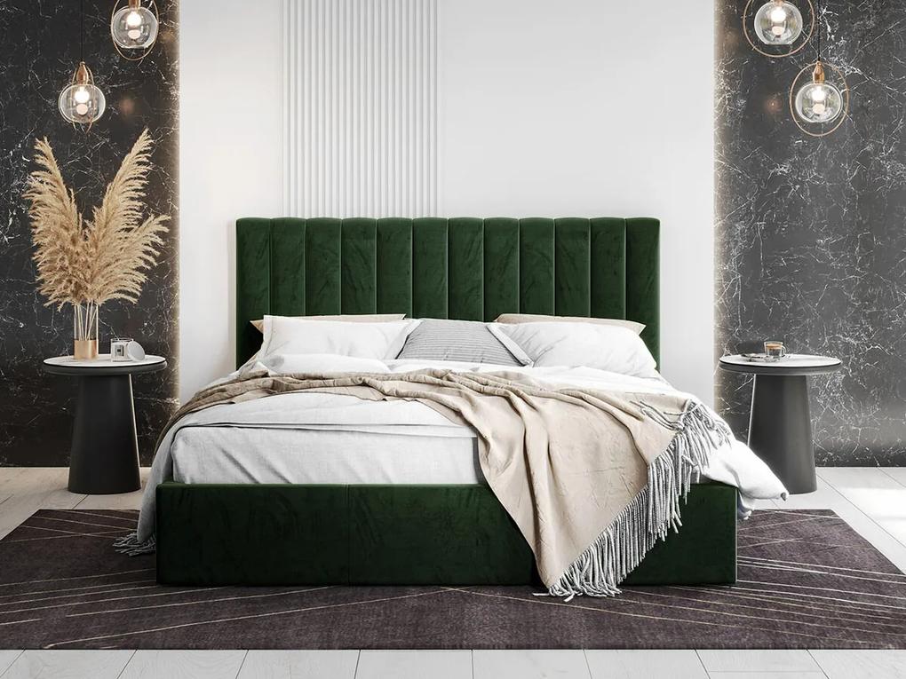 Κρεβάτι Beloit 108, Διπλό, Πράσινο, Ταπισερί, Τάβλες για Κρεβάτι, 171x212x105cm, 69 kg, Ξύλο: Πεύκο | Epipla1.gr