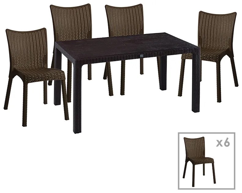 Intrahome Τραπεζαρία Explore-Confident Intrahome σετ 7τεμ PP καφέ 150x90x73,5εκ | SKU: INTRAPA-364111159