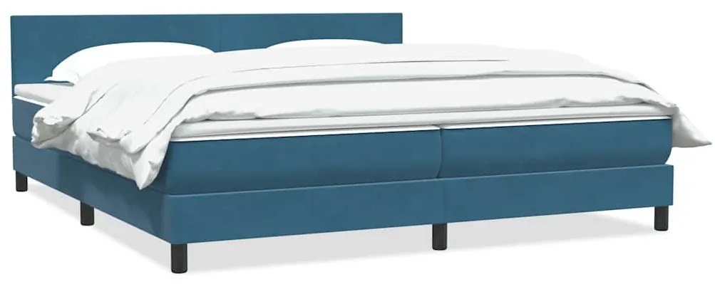 vidaXL Box Spring κρεβάτι με στρώμα σκούρο μπλε 180x220 cm Βελούδινο