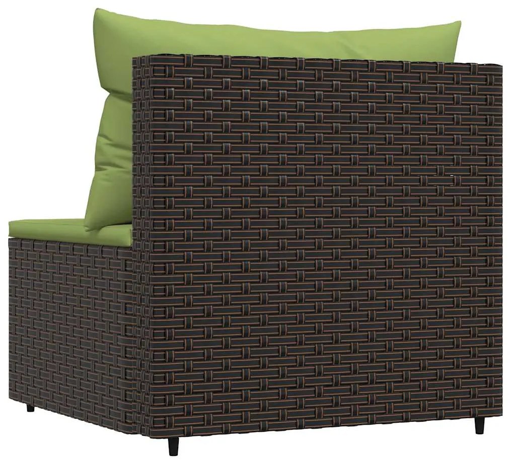 vidaXL Καναπές Κήπου Μεσαίος με Μαξιλάρια Καφέ από Συνθετικό Ρατάν