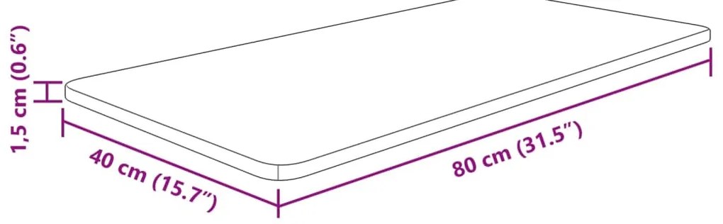 vidaXL Πάγκος Μπάνιου Αν. Καφέ 80x40x1,5 εκ. Επεξ. Μασίφ Ξύλο