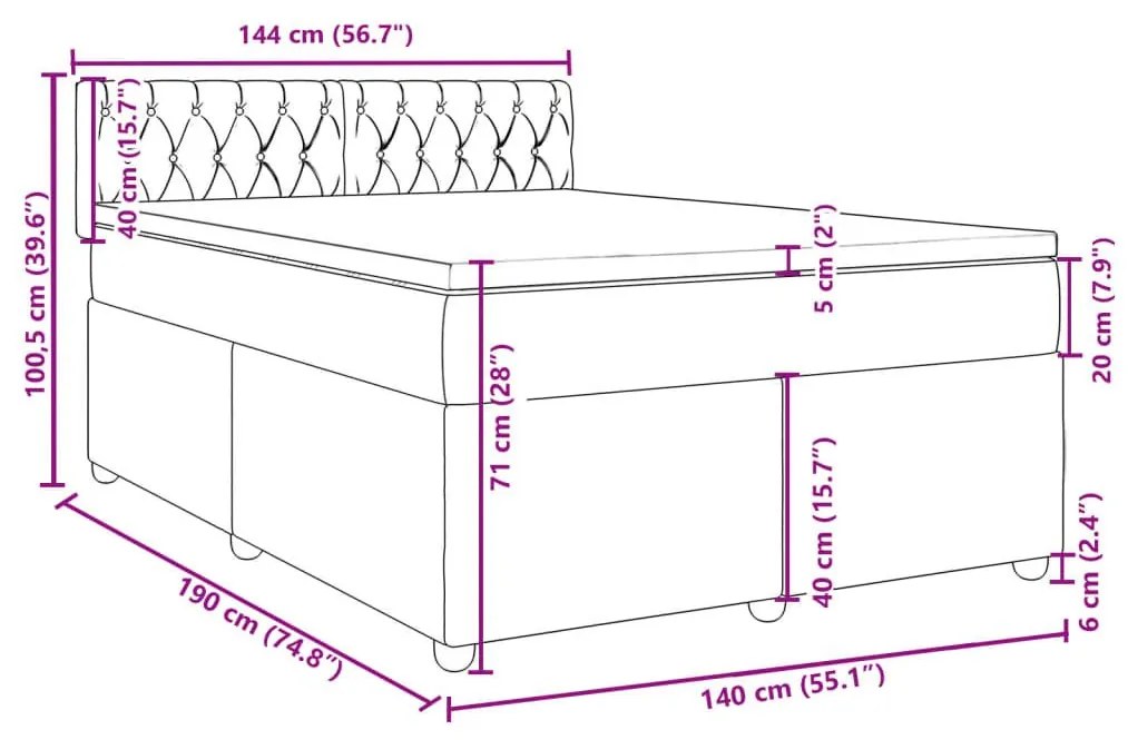 Κρεβάτι Boxspring με Στρώμα Taupe 140x190 εκ. Υφασμάτινο - Μπεζ-Γκρι