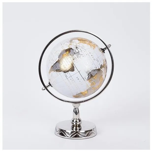 Υδρόγειος Μεταλλική Χρυσό &amp; Άσπρη 18x18x28cm 752-19037 Estheti-752-19037-Λευκό-Χρυσό 752-19037