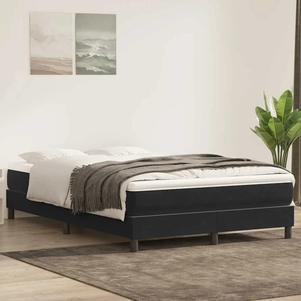 Box Spring Κρεβάτι με στρώμα Μαύρο 140x220 cm Βελούδινο - Μαύρο