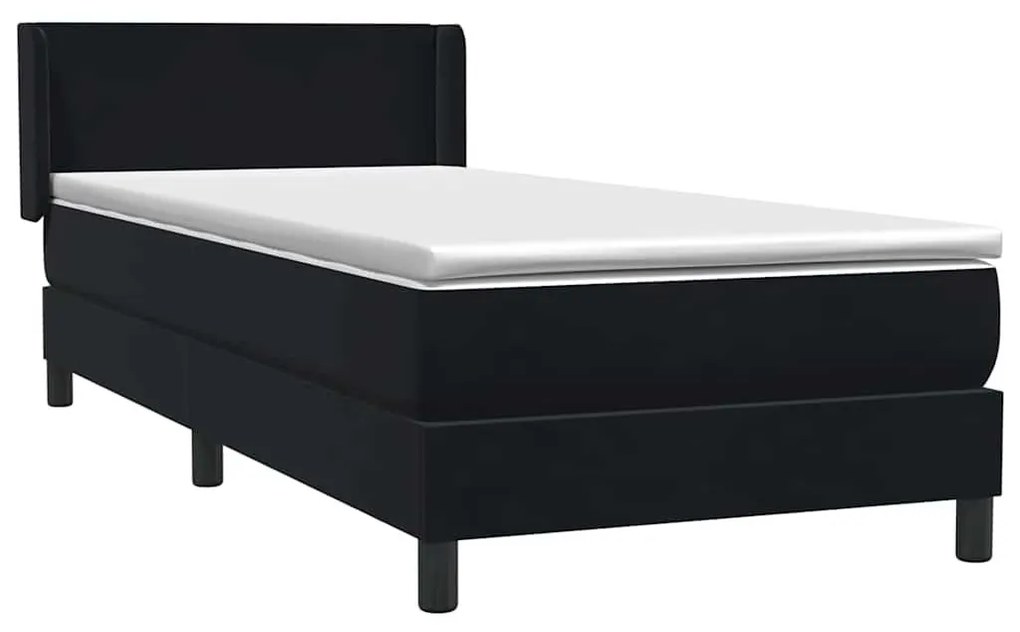 Box Spring Κρεβάτι με στρώμα Μαύρο 80x210 εκ. Βελούδινο - Μαύρο