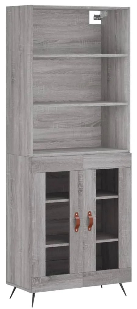 vidaXL Ντουλάπι Γκρι Sonoma 69,5 x 34 x 180 εκ. Επεξεργασμένο Ξύλο