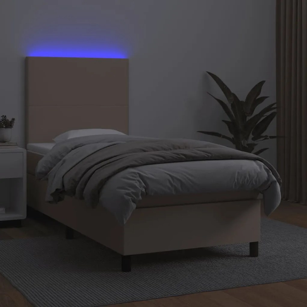 ΚΡΕΒΑΤΙ BOXSPRING ΣΤΡΩΜΑ&amp;LED ΚΑΠΟΥΤΣΙΝΟ 90X190 ΕΚ. ΣΥΝΘ. ΔΕΡΜΑ 3135800