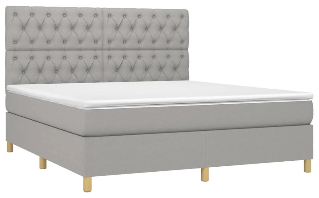 Κρεβάτι Boxspring με Στρώμα Αν. Πράσινο 160x200εκ Υφασμάτινο - Γκρι