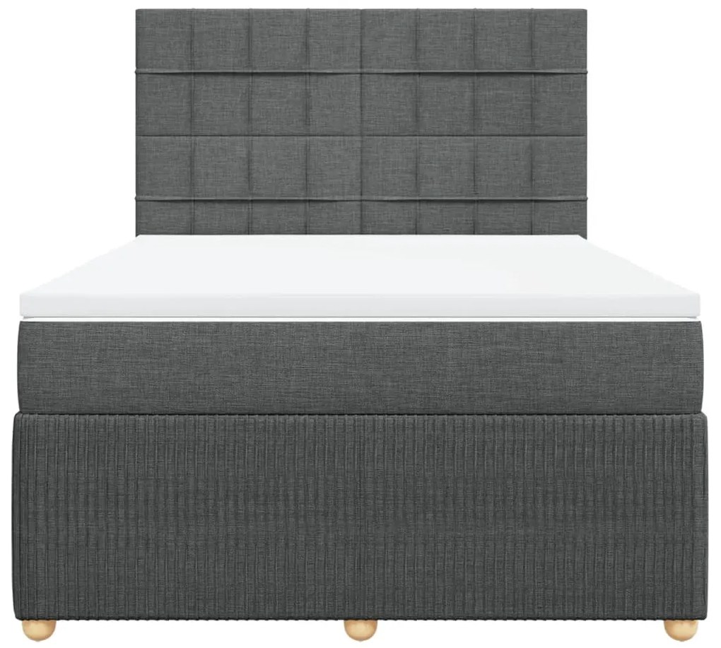 vidaXL Κρεβάτι Boxspring με Στρώμα Σκούρο Γκρι 140x200 εκ Υφασμάτινο