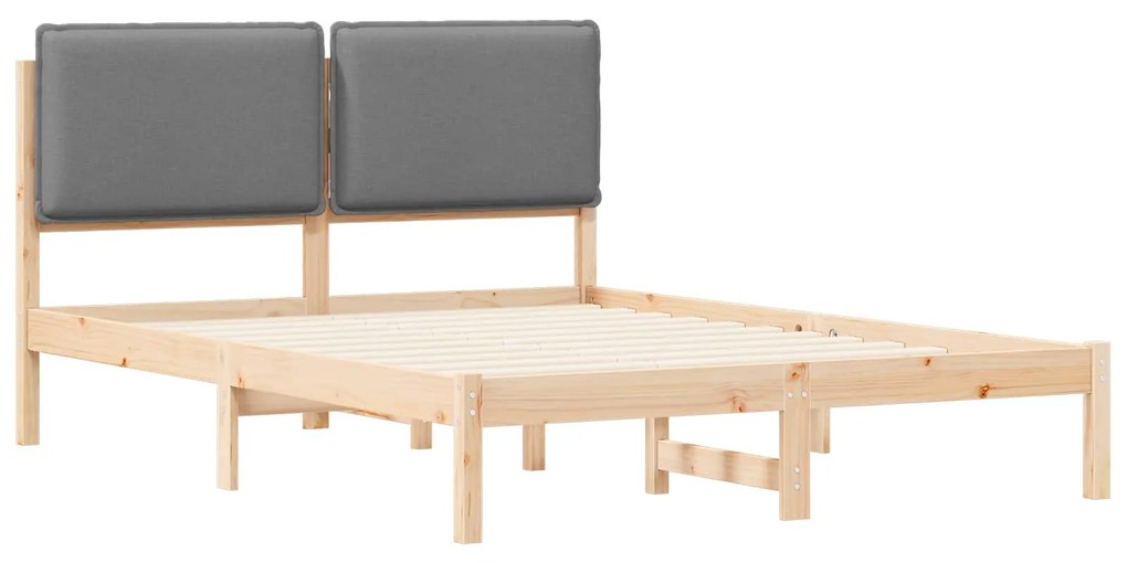 vidaXL Σκελετός Κρεβατιού με Επενδεδυμένο Κεφαλάρι Ανοιχτό γκρι