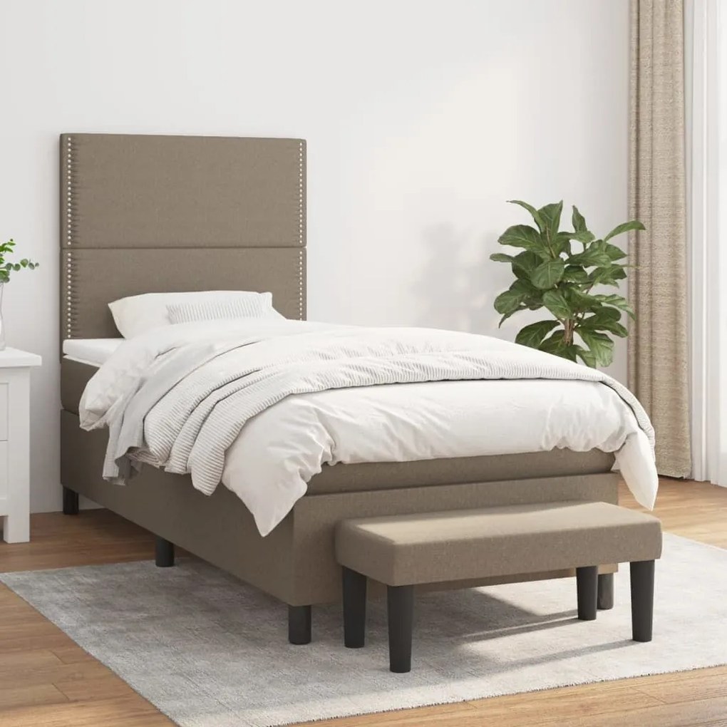 Κρεβάτι Boxspring με Στρώμα Taupe 80x200 εκ. Υφασμάτινο - Μπεζ-Γκρι