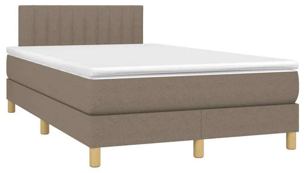 vidaXL Κρεβάτι Boxspring με Στρώμα Taupe 120x200 εκ. Υφασμάτινο