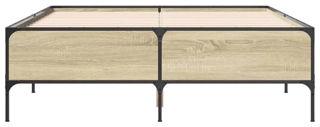 vidaXL Πλαίσιο Κρεβατιού Sonoma Δρυς 150x200 εκ. Επεξ. Ξύλο & Μέταλλο