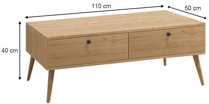 Τραπεζάκι σαλονιού Alis Megapap χρώμα oak 110x50x40εκ.