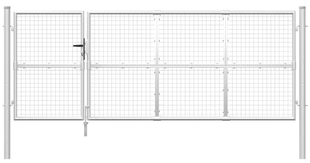 vidaXL Πόρτα Περίφραξης με Πλέγμα Ασημί 350 x 175 εκ. Γαλβαν. Χάλυβας