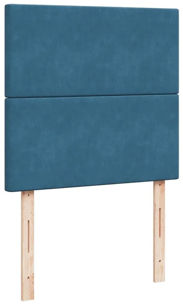 Κρεβάτι Boxspring με Στρώμα Μπλε 100x200 εκ. Βελούδινο - Μπλε