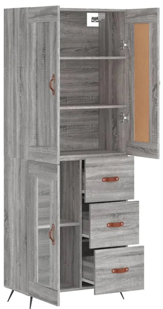 vidaXL Ντουλάπι Γκρι Sonoma 69,5 x 34 x 180 εκ. Επεξεργασμένο Ξύλο