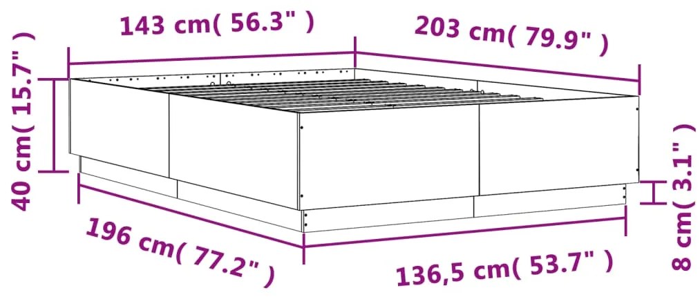 ΠΛΑΙΣΙΟ ΚΡΕΒΑΤΙΟΥ ΜΕ ΦΩΤΑ LED ΓΚΡΙ SONOMA 140X200ΕΚ. ΕΠΕΞ. ΞΥΛΟ 3209616