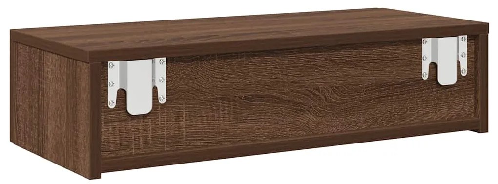 vidaXL Ράφι τοίχου με συρτάρια καφέ δρυς 60x26,5x15 cm Ξύλο μηχανής