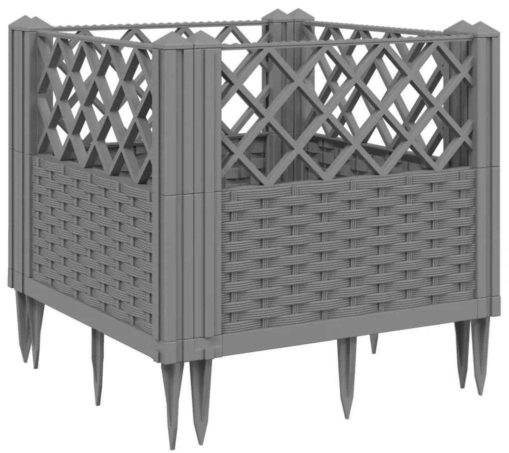 vidaXL Ζαρντινιέρα με Πασσάλους Αν.Γκρι43,5x43,5x43,5εκ Πολυπροπυλένιο