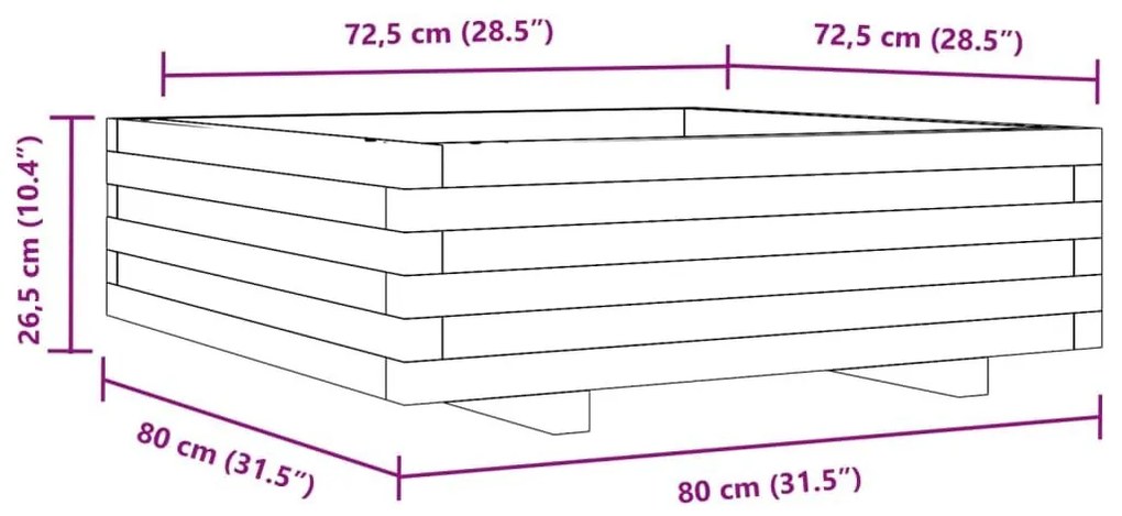 Ζαρντινιέρα Κήπου 80x80x26,5 εκ. από Εμποτισμένο Ξύλο Πεύκου - Καφέ