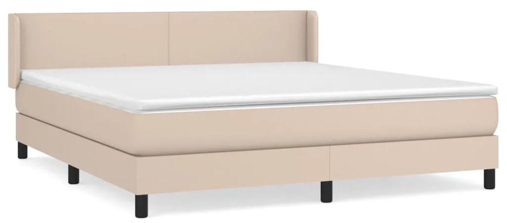 vidaXL Κρεβάτι Boxspring με Στρώμα Καπουτσίνο 160x200εκ.από Συνθ.Δέρμα