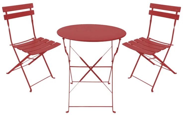 Τραπεζαρία Bistro pakoworld σετ 3τεμ μεταλλική αναδιπλούμενη σε terracotta απόχρωση Φ60x71εκ