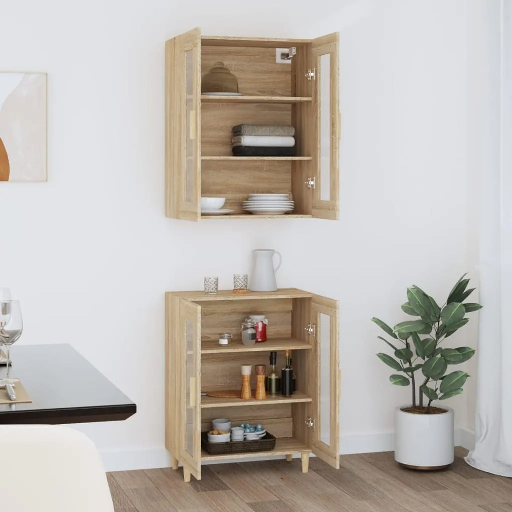 vidaXL Ντουλάπι Sonoma δρυς 69,5 x 34 x 180 εκ. από Επεξεργασμένο Ξύλο