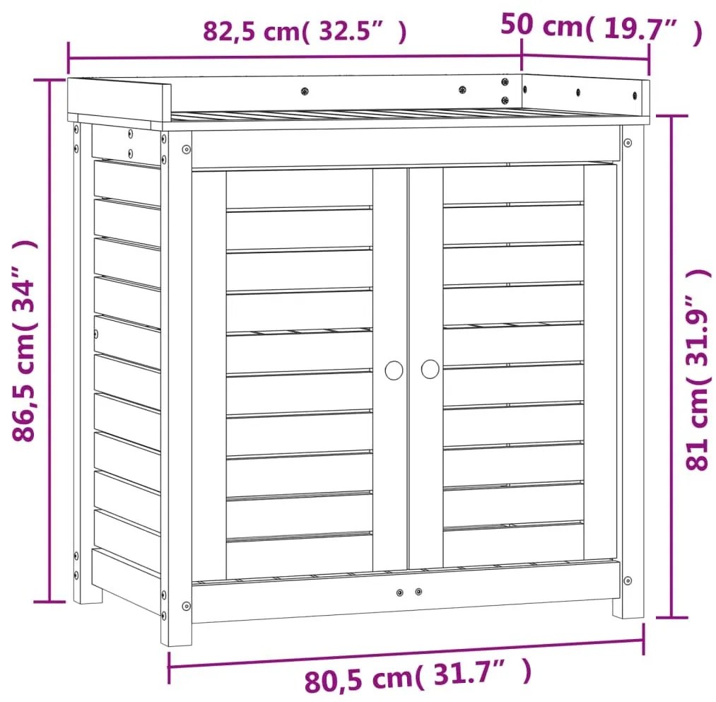 Τραπέζι Κηπουρικής με Ράφια 82,5x50x86,5 εκ. Μασίφ Ξύλο Πεύκου - Λευκό