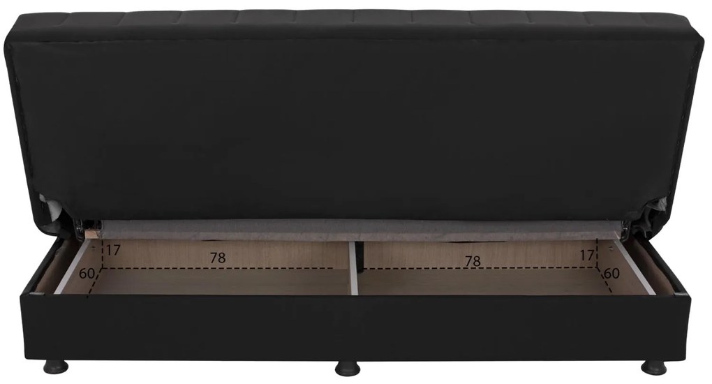 Καναπές - Κρεβάτι Andri 3θέσιος Μαύρο 180x72x77 εκ. 180x72x77 εκ.