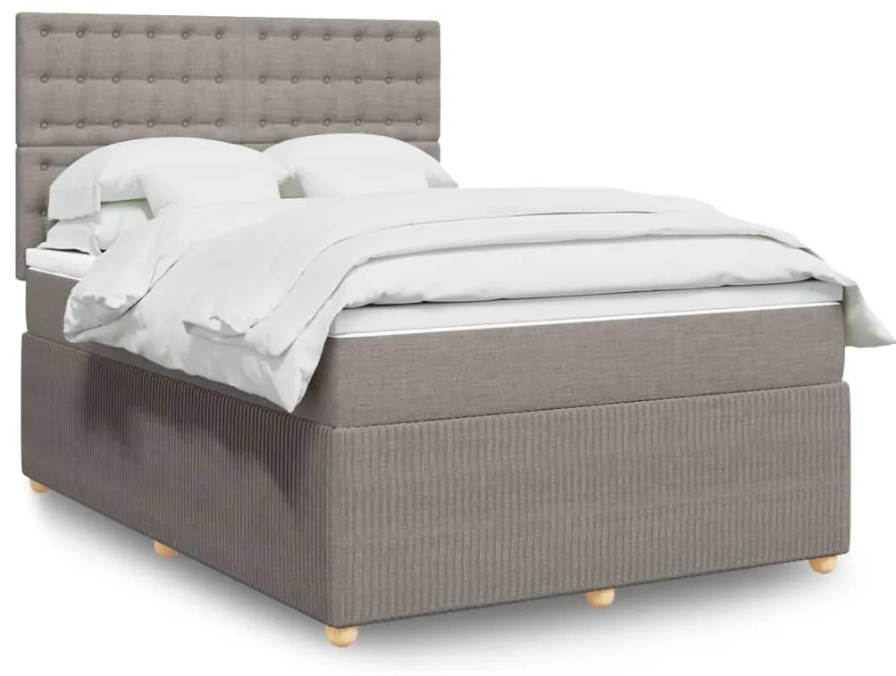 vidaXL Κρεβάτι Boxspring με Στρώμα Taupe 160x200 εκ. Υφασμάτινο
