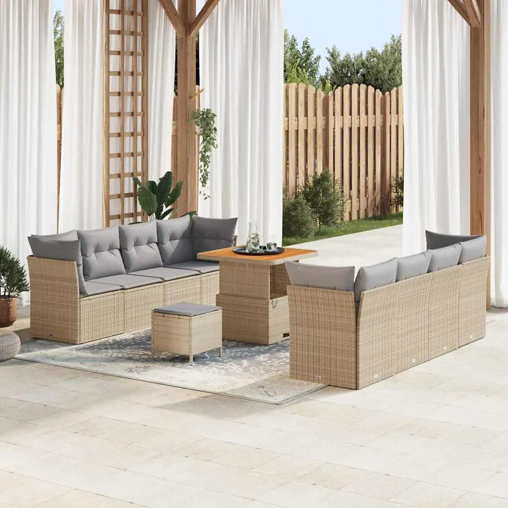 vidaXL Σετ Καναπέ Κήπου 11 pcs μπεζ και ανοιχτό γκρι 80 x 80 x 71 cm