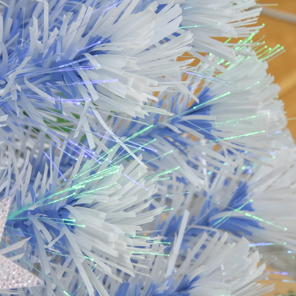 HOMCOM Τεχνητό Χριστουγεννιάτικο Δέντρο με 3 LED Φώτα Χριστουγεννιάτικο Δέντρο PVC Μέταλλο Λευκό+Μπλε Ø60 x 120Υ cm