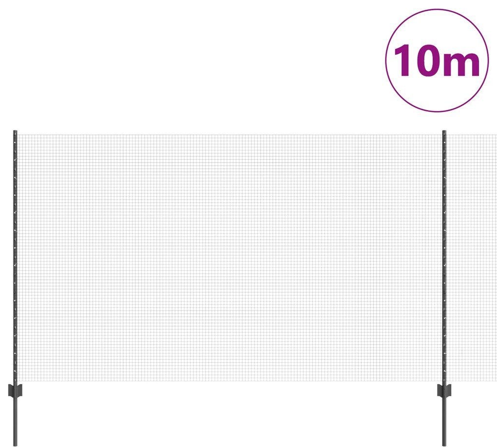 vidaXL Συρματοπλέγμα με 10 Στηρίγματα Γκρι 1.4x10 μ Χάλυβα